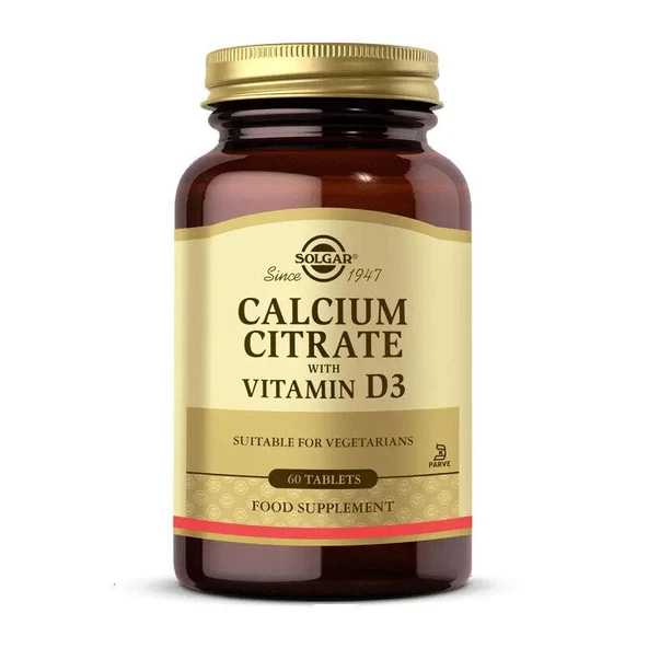 Solgar Calcium Citrate With Vitamin D3 60 Tablet - Diş Beyazlatıcı Köpük Hediye ürün görseli 1