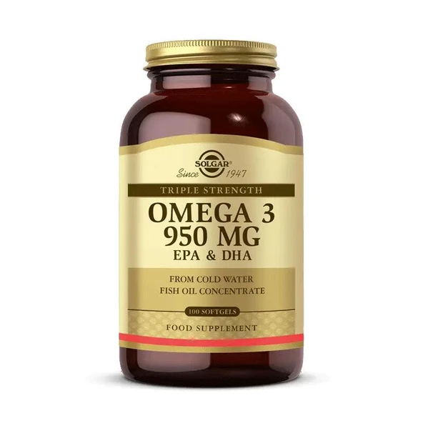 Solgar Omega 3 950 mg 100 Softgel Kapsül - Diş Beyazlatıcı Köpük Hediye ürün görseli 1
