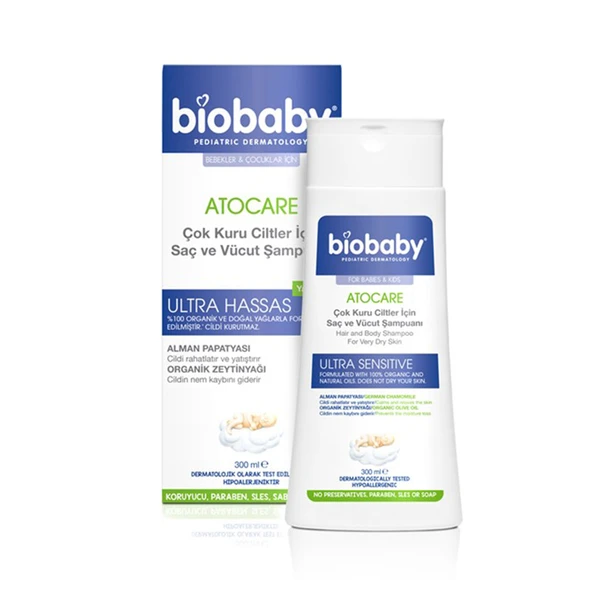 Biobaby Kuru ve Çok Kuru Ciltler İçin Saç ve Vücut Şampuanı 300 ml ürün görseli 1