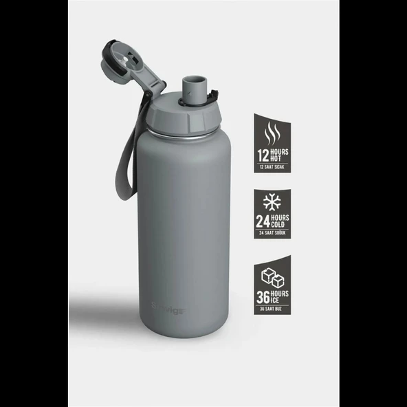 Stevig ST-214 1 Hand Leak-Proof Sızdırmaz Çelik Termos 1000ML Grey ürün görseli 1