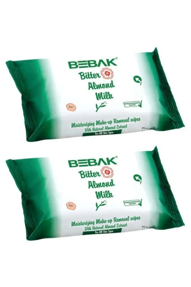 Bebak Acı Badem Sütlü Makyaj Temizleme Mendili 20'li Paket x 2 Adet ürün görseli 1