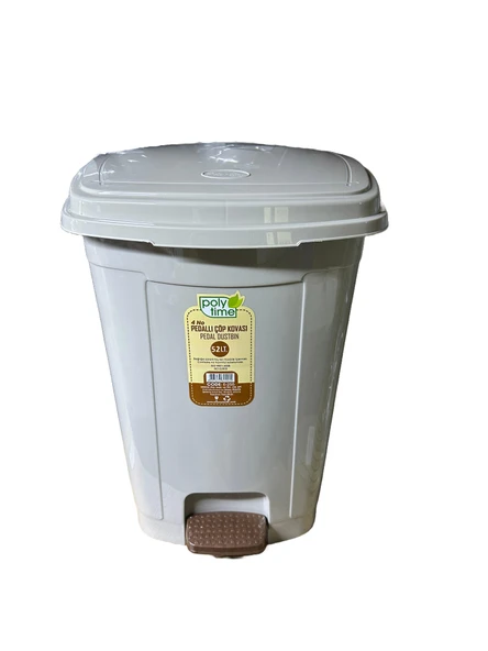 Poly Time Plastik Basmalı Pedallı Çöp Kovası Kutusu / 52 Litre - Krem / 57x40x40 Cm. ürün görseli 1