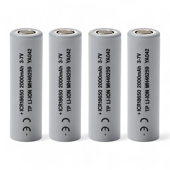 4 Adet 1CR 18650 Gri Şarjlı Batarya Pil 3.7V 2000 mAh Li-Ion Uzun Ömürlü Yüksek Kapasite Şarj Edilir ürün görseli 1