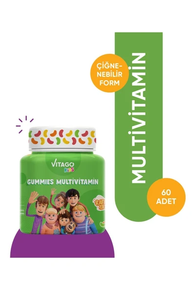 Vitago Kids Gummies Multivitamin Multimineral Içeren 60 Adet Çiğnenebilir Gummy Jel ürün görseli 1