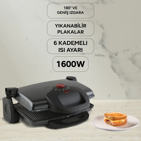 KİNG P637Y GrillMax Tost Makinesi - Siyah ürün görseli 1