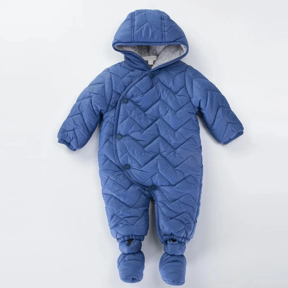 Kapitone İçi Kürklü Peluş Çıtçıtlı Kışlık Kapüşonlu Çocuk Erkek Bebek Astronot Tulum Kozmonot Mont ürün görseli 1