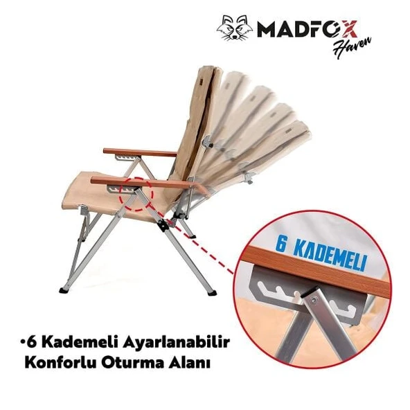 Madfox Haven 6 Kademeli Katlanır Kamp Sandalyesi - Resim 2