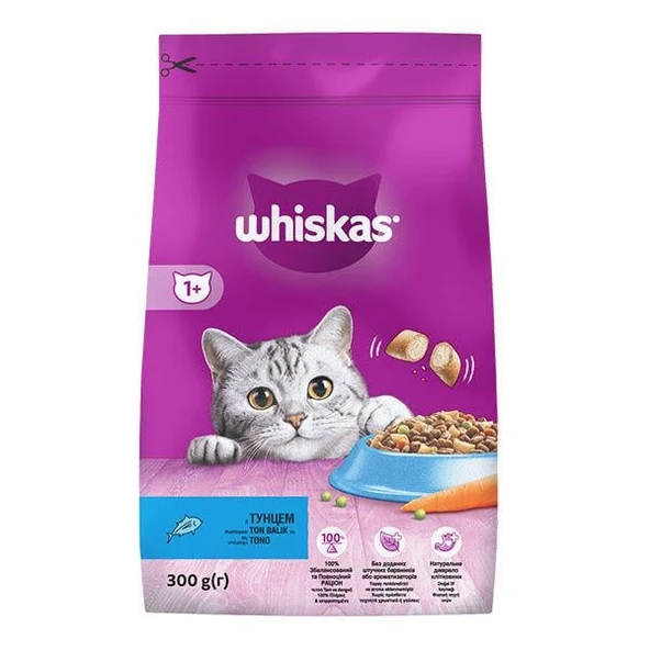 Whiskas Ton Balıklı ve Sebzeli Yetişkin Kedi Maması 300gr ürün görseli 1