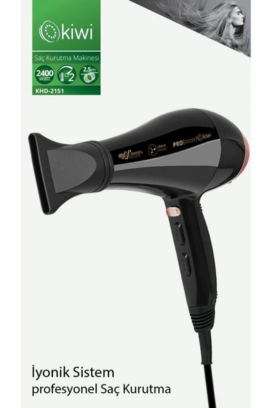 Kiwi Khd-2151 Profesyonel İyonik 2,5 Metre Kablolu Saç Kurutma Makinesi ürün görseli 1