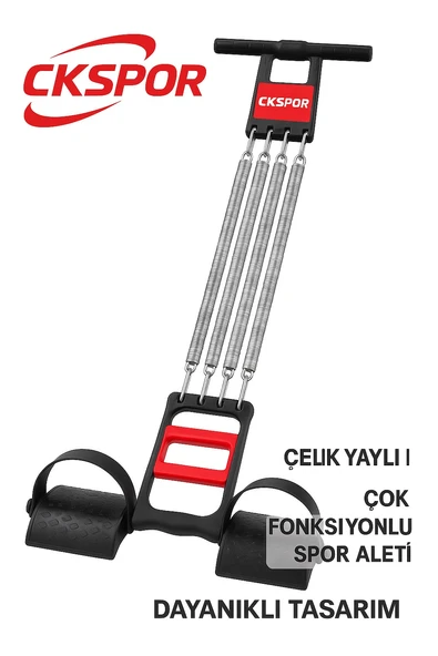 El Ayak Göğüs Yayı – 5 Çelik Yaylı Çok Fonksiyonlu Fitness ve Evde Spor Egzersiz Aleti ürün görseli 1