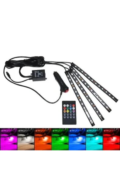WEHHLER Araç Içi Aydınlatma Kumandalı Müziğe Duyarlı 12 Led Ayak Altı Led +rgb+ Su Geçirmez + Slikonlu ürün görseli 1