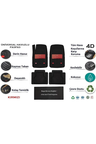 Beka52 Bmw 3 Serisi E90 Sedan 2011 4d Havuzlu Yeni Nesil Universal Paspas Kırmızı ürün görseli 1
