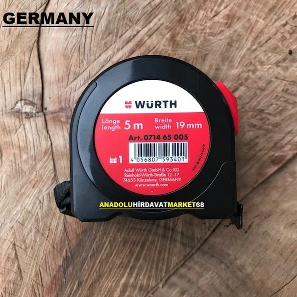 Würth 5 Metre Çelik Şerit Metre Ölçü Metresi 5x19 MM Germany ürün görseli 1