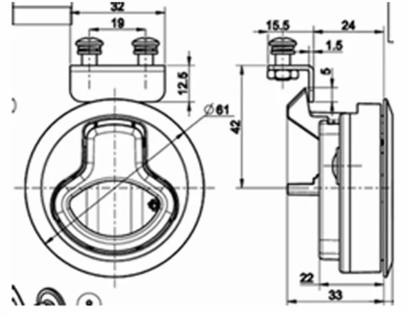 Sensation Karavan Tekne Gömme Kulp Krom 61mm (Çek-Bırak) - Resim 2