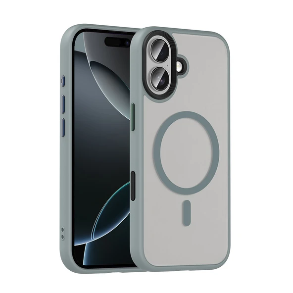 iPhone 17 Kılıf Mat Arka Yüzey Wireless Şarj Özellikli Flet M-safe Kapak ürün görseli 1