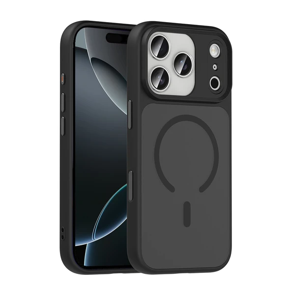 iPhone 17 Pro Kılıf Mat Arka Yüzey Wireless Şarj Özellikli Flet M-safe Kapak ürün görseli 1