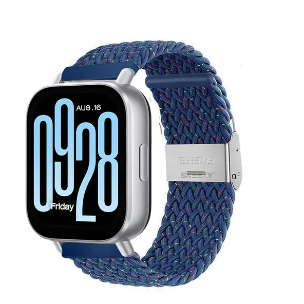 Redmi Watch 5 Active Redmi 5 Lite Uyumlu Kordon Metal Klips Solo Fiberlink Örgü Kordon  Mavi Gökkuşağı ürün görseli 1