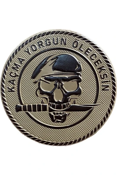 Kaçma Yorgun Öleceksin " Kuru Kafa patch Arma 7 cm 3d, 2025 Yeni Model Tip Cırtlı, ürün görseli 1