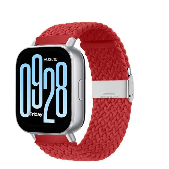 Redmi Watch 5 Active Redmi 5 Lite Uyumlu Kordon Metal Klips Solo Fiberlink Örgü Kordon  Kırmızı ürün görseli 1