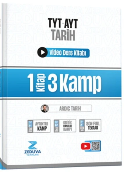 Zeduva Yayınları Ardıç Tarih TYT AYT Tarih 1 Kitap 3 Kamp Video Ders Kitabı ürün görseli 1