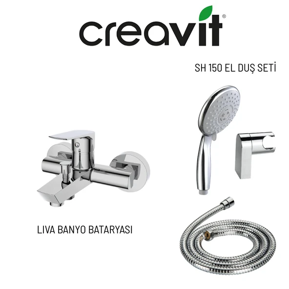Creavit Liva Banyo Bataryası ve Mafsallı El Duş Seti 3F SH150 ürün görseli 1