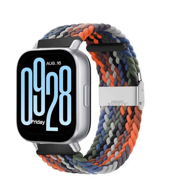 Redmi Watch 5 Active Redmi 5 Lite Uyumlu Kordon Metal Klips Solo Fiberlink Örgü Kordon  Turuncu Siyah ürün görseli 1
