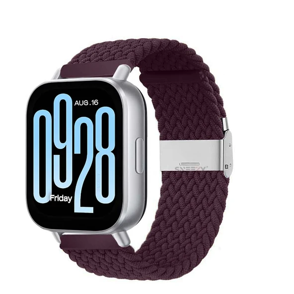 Redmi Watch 5 Active Redmi 5 Lite Uyumlu Kordon Metal Klips Solo Fiberlink Örgü Kordon  Mürdüm ürün görseli 1