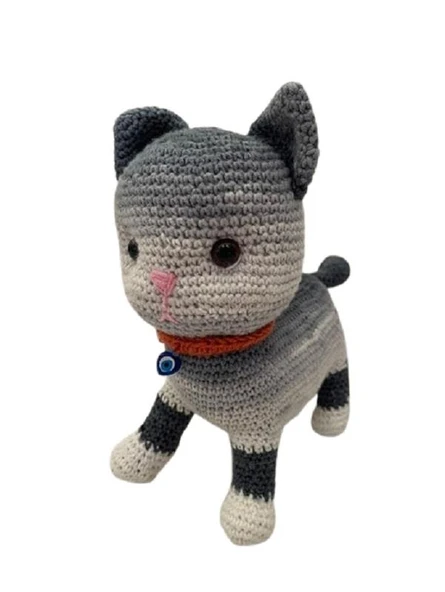 Sesli Boncuk Kedicik Amigurumi Organik Oyuncak ürün görseli 1