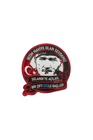 "Bizim Maviye Olan Sevdamız" Atatürk patch Arma 9.5 cm 3d, 2025 Yeni Model Tip Cırtlı, 1.sınıf ürün görseli 1