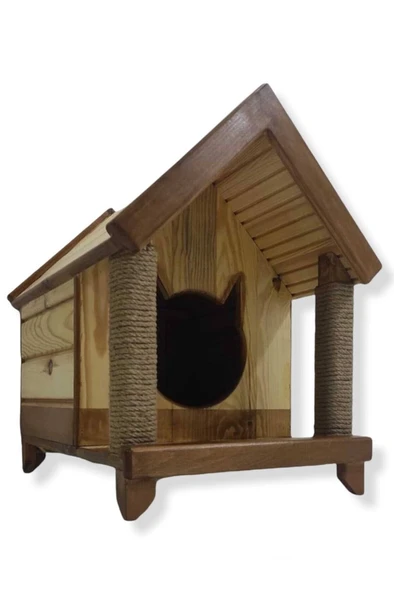 Narım Kedi Yuvası Dış ve İç Mekan ÖZEL TASARIM-Tırmalama İpi Dahil- ürün görseli 1