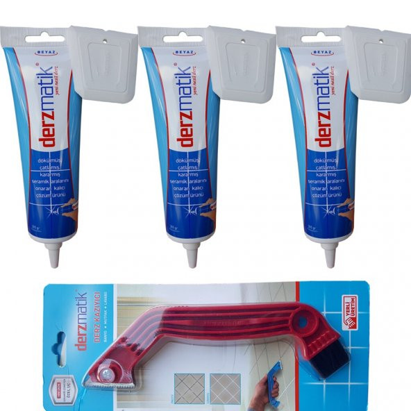 3 Adet Derzmatik Gaga Uçlu Hazır Derz Dolgu + Kazıma Bıçağı Beyaz ürün görseli 1