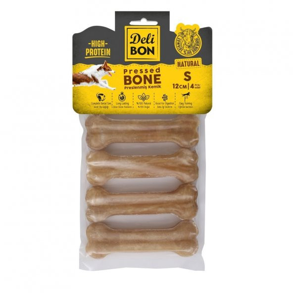 Delibon Pres Köpek Kemiği Naturel 12 Cm 4Lü ürün görseli 1
