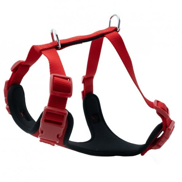 Doggie Havalı Dokuma Köpek Göğüs Tasması M 2x45-55cm Kırmızı ürün görseli 1