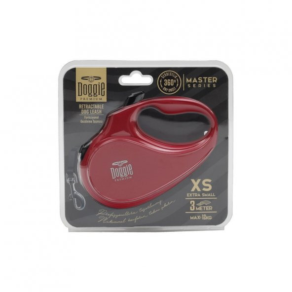 Doggie Master XSmall Şerit Otomatik Tasma 3 Metre Kırmızı ürün görseli 1