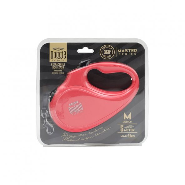 Doggie Master Medium Otomatik Tasma 5 Metre Pembe ürün görseli 1