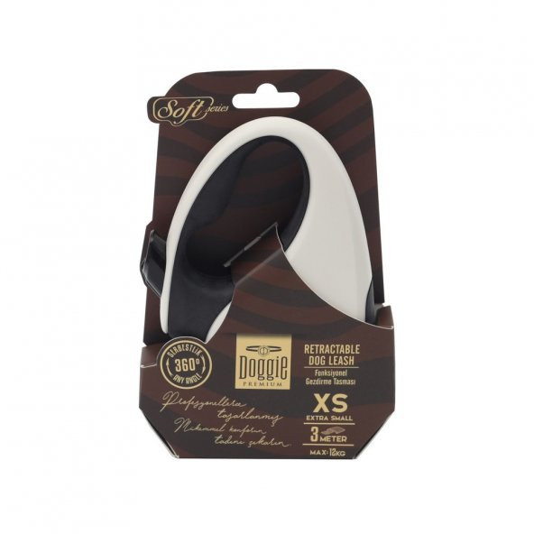 Doggie Soft Xsmall Otomatik Tasma 3 Metre Beyaz ürün görseli 1
