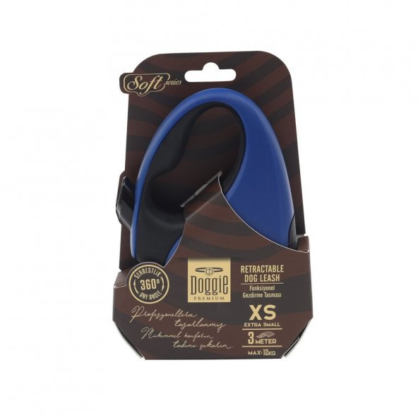 Doggie Soft Xsmall Otomatik Tasma 3 Metre Royal Mavi ürün görseli 1