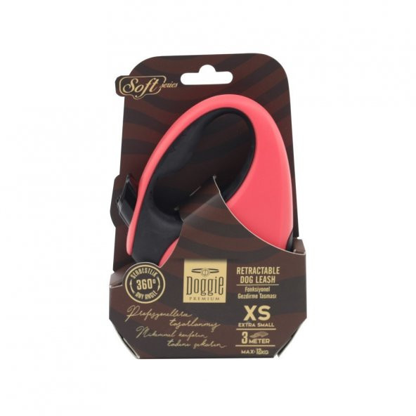 Doggie Soft Xsmall Otomatik Tasma 3 Metre Pembe ürün görseli 1