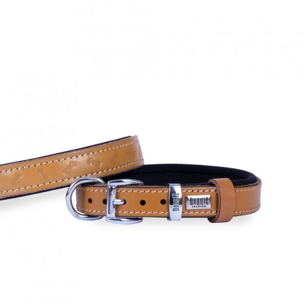 Doggie Deri Kemik Desenli Boyun Tasması S 2x30-35cm Camel ürün görseli 1