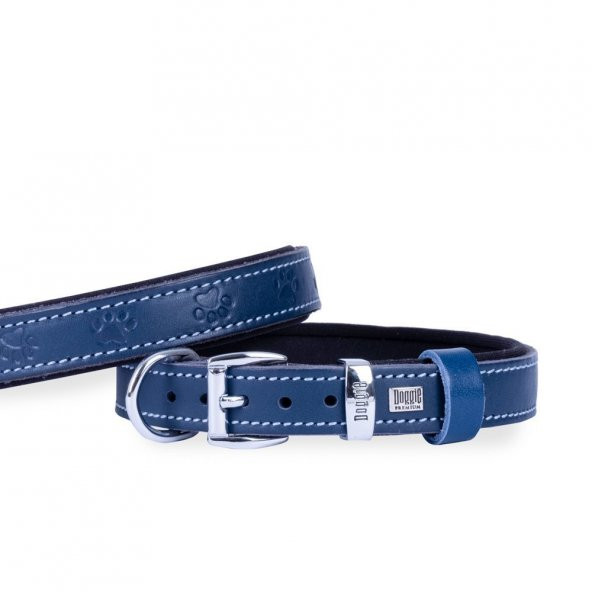 Doggie Deri Pati Desenli Boyun Tasması S 2x30-35cm Royal Mavi ürün görseli 1
