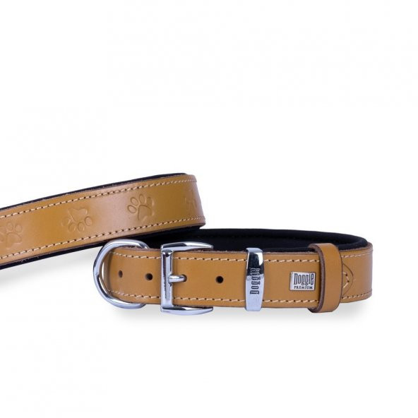 Doggie Deri Pati Desenli Boyun Tasması M 2.5x37-45cm Camel ürün görseli 1