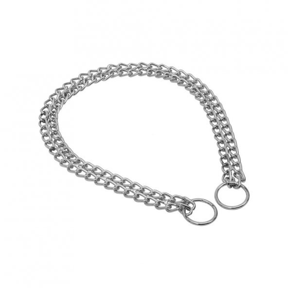 Doggie Eğitim Serisi Çift Boğma Zincirli Köpek Boyun Tasması Krom Kaplama 2,5x60-60cm ürün görseli 1