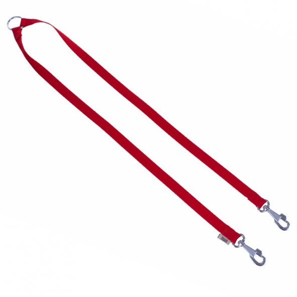 Doggie Dokuma Emniyet Kemerli Köpek Gezdirme Kayışı M 2x70-70cm Kırmızı ürün görseli 1