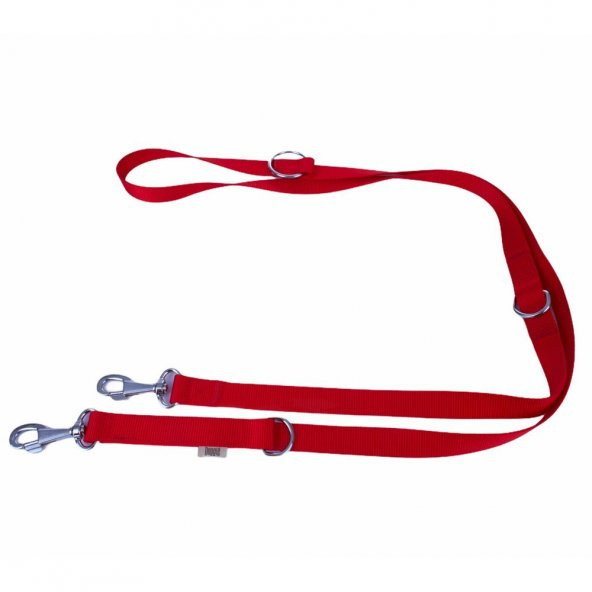 Doggie Dokuma Ayarlanabilir Özellikli Köpek Gezdirme Kayışı M 2.5x120-200cm Kırmızı ürün görseli 1