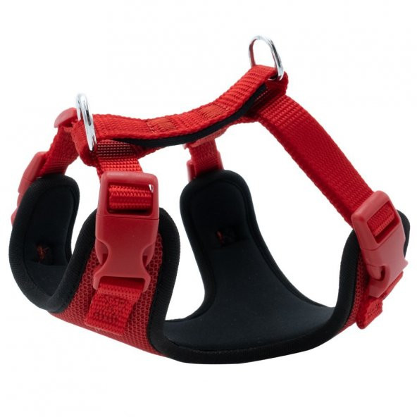 Doggie Havalı Dokuma Köpek Göğüs Tasması XS 1.5x35-45cm Kırmızı ürün görseli 1