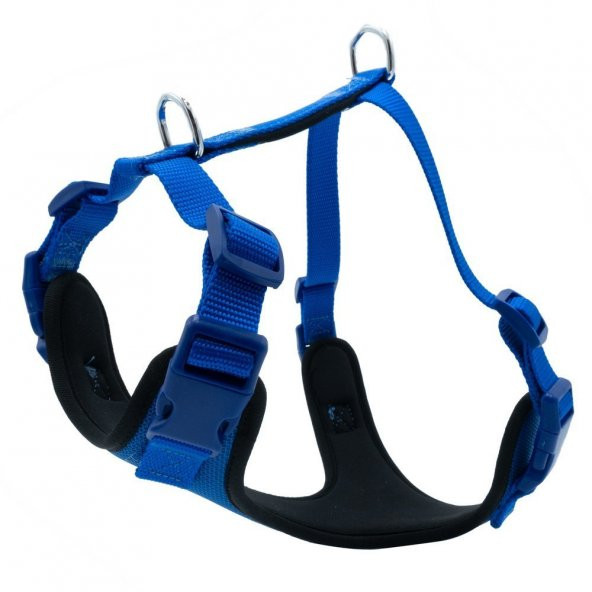 Doggie Havalı Dokuma Köpek Göğüs Tasması M 2x45-55cm Royal Mavi ürün görseli 1