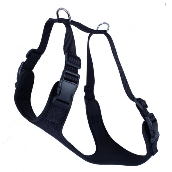 Doggie Havalı Dokuma Köpek Göğüs Tasması XL 2.5x65-75cm Siyah ürün görseli 1