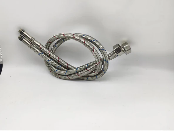 Flex Hortum 3/8" Erkek 1/2" Dişi 60cm 3/8-1/2 M/F Paslanmaz Çelik Örgülü 2 Adet Sıcak Soğuk Renkli ürün görseli 1