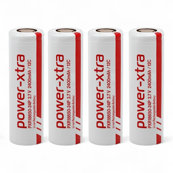 4 Adet PX18650 Kırmızı Gri Şarjlı Batarya Pil 3.6V 2400mAh Li-Ion Uzun Ömürlü Şarj Edilir ürün görseli 1