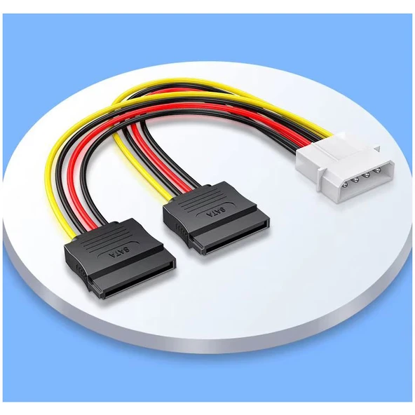 4 pin molex power to 2 x sata dişi power çevirici kablo ıde sata power çevirici 30cm ürün görseli 1